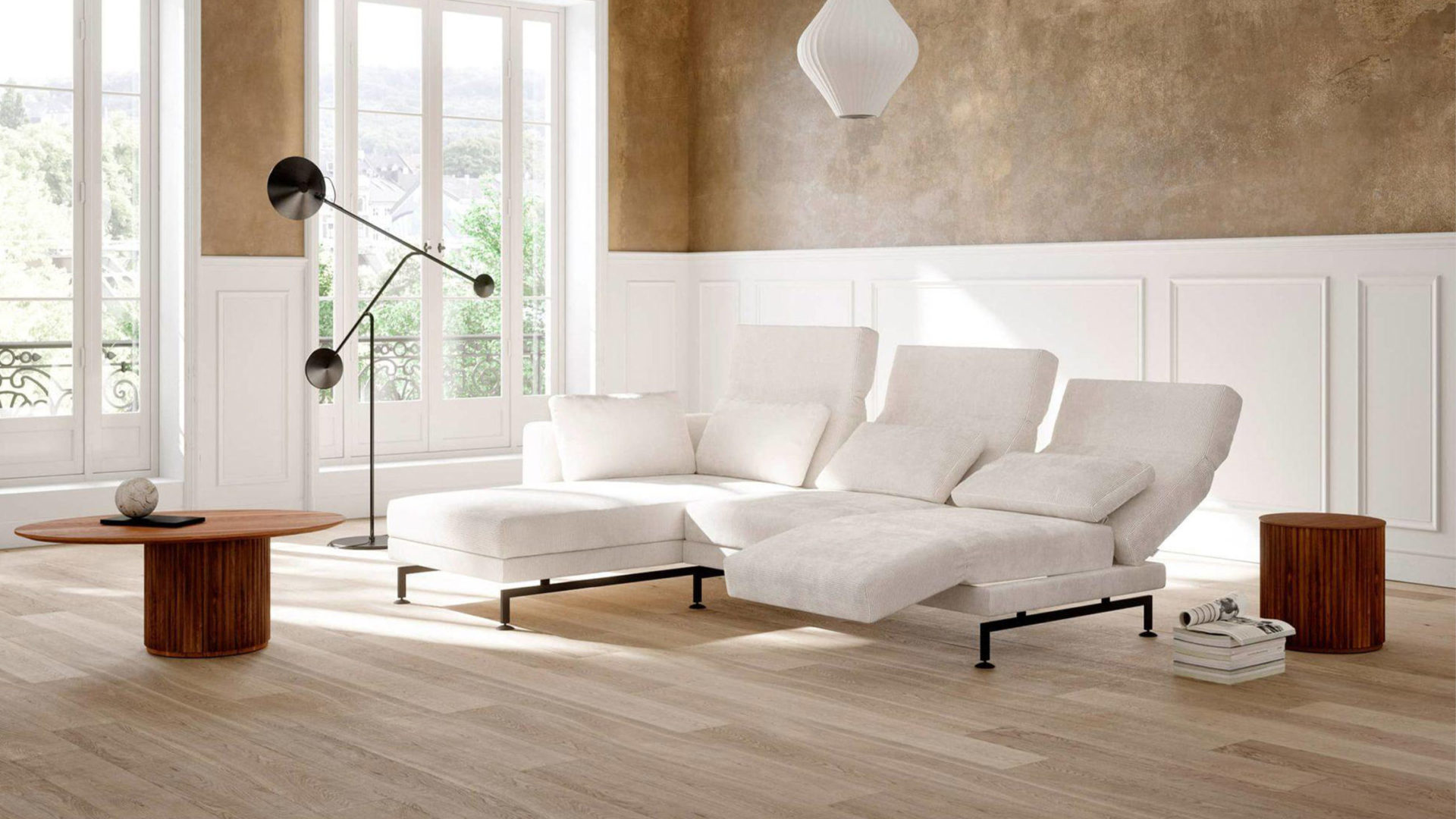 minimalismus wohnzimmer von brühl in weiß braun